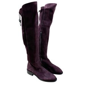 Aquatalia Norina Stretch Suede Riding Boot Maroon Women's Size 6M NWOB